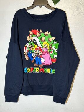 Super Mario Graphic Crewneck Sweatshirt - Navy